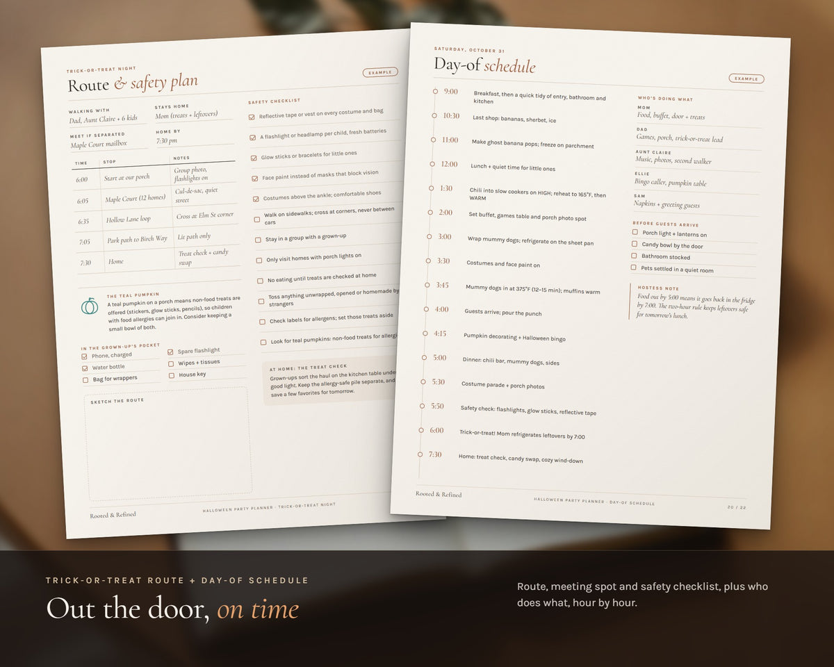 Inside the Halloween Party Planner printable: sample pages, view 5 of 8
