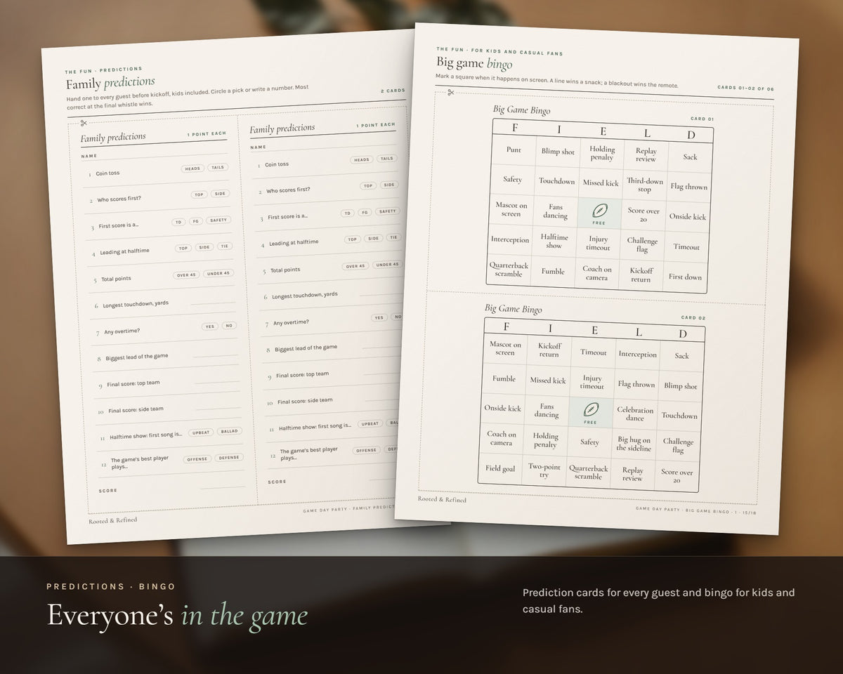 Inside the Football Party Planner printable: sample pages, view 5 of 8