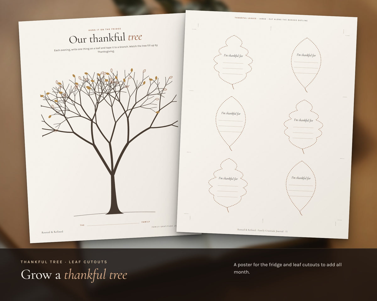 Inside the Thanksgiving Gratitude Journal for Kids and Family printable: sample pages, view 5 of 8