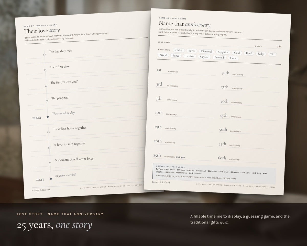 Inside the 25th Anniversary Party Games printable: sample pages, view 5 of 8