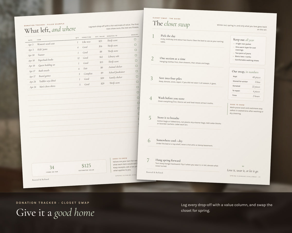 Inside the Spring Cleaning Checklist printable: sample pages, view 5 of 8