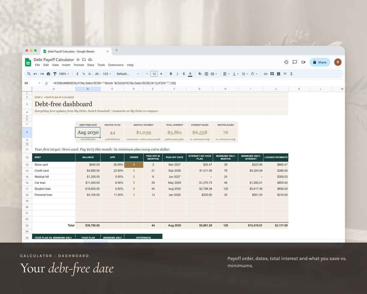Inside the Debt Payoff Tracker printable: sample pages, view 5 of 8
