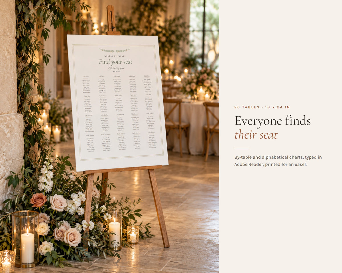 Inside the Wedding Seating Chart printable: sample pages, view 5 of 7
