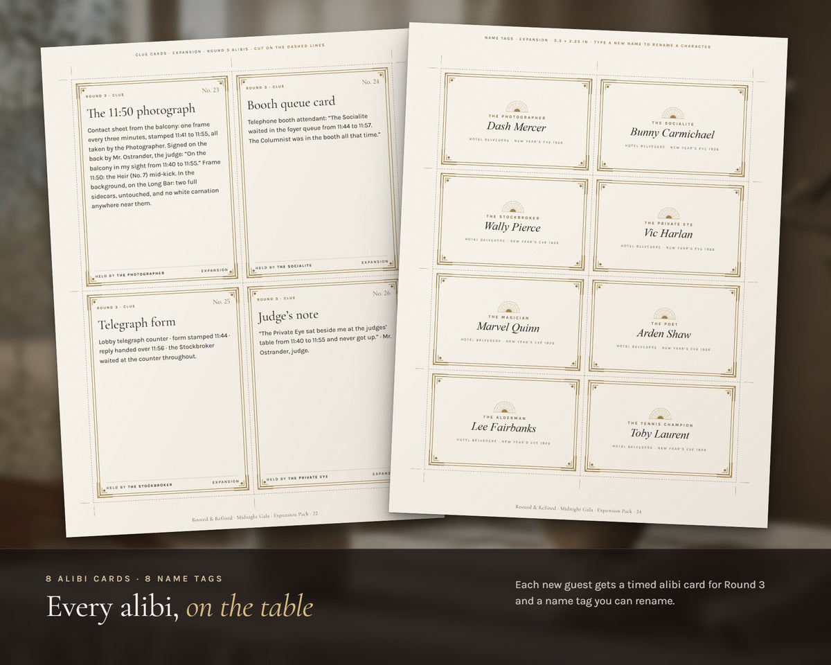 Inside the 1920s Murder Mystery Expansion Pack printable: sample pages, view 5 of 7
