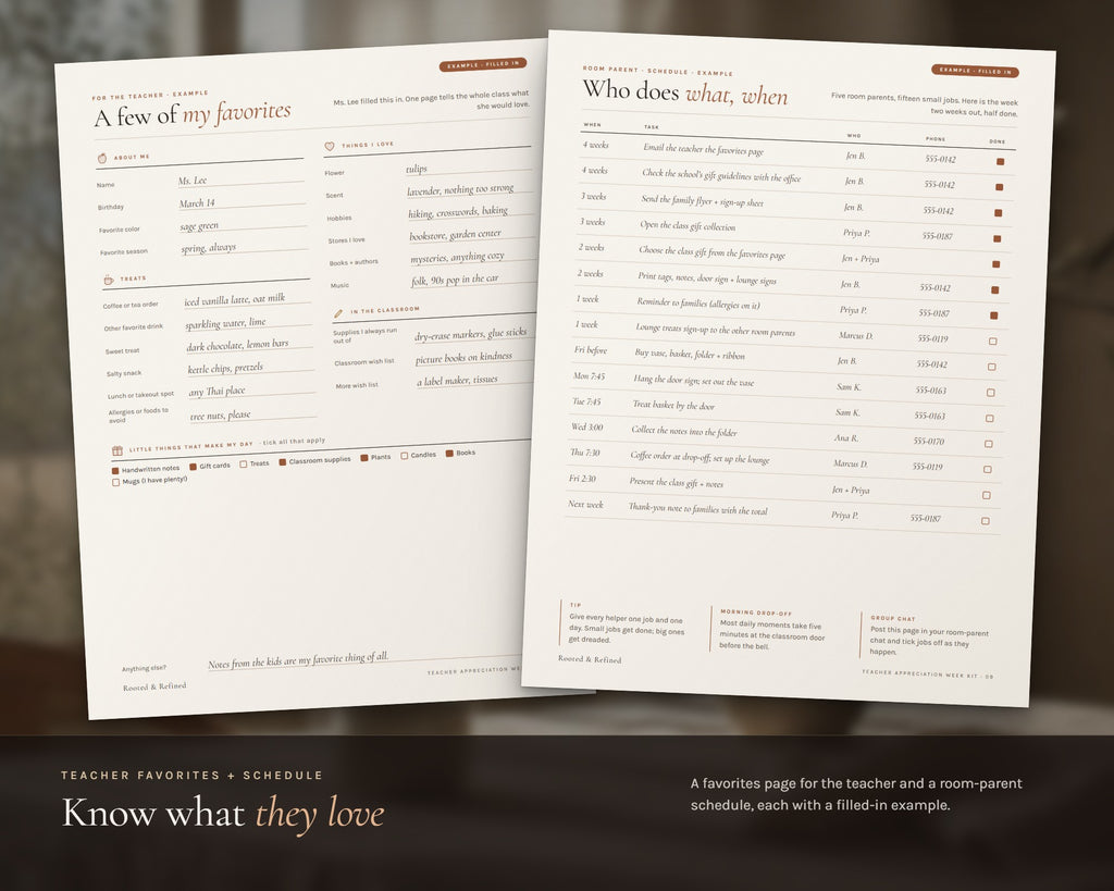 Inside the Teacher Appreciation Week Kit printable: sample pages, view 5 of 8