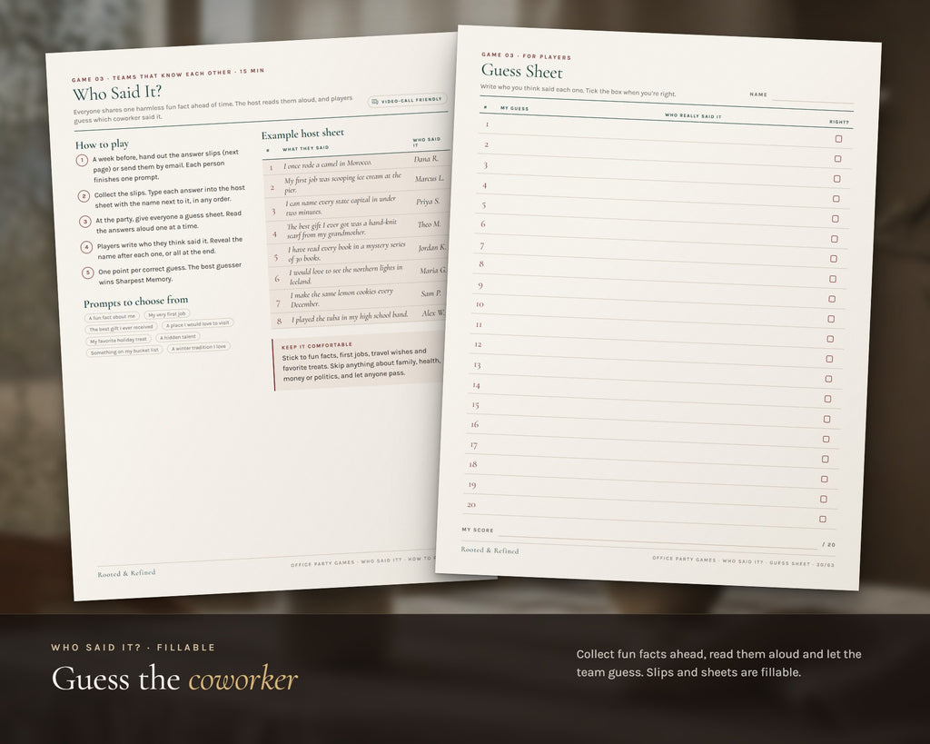 Inside the 12 Office Christmas Party Games printable: sample pages, view 5 of 8