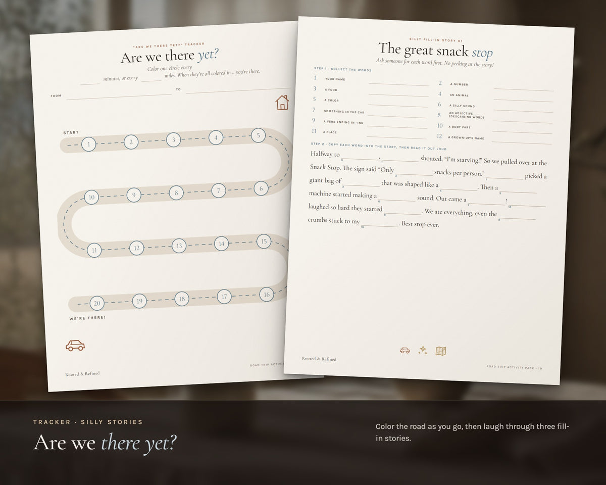 Inside the Road Trip Activity Pack for Kids printable: sample pages, view 5 of 7