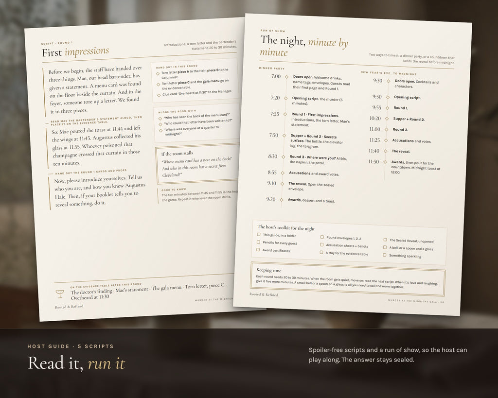 Inside the 1920s New Year's Eve Murder Mystery Party printable: sample pages, view 5 of 8