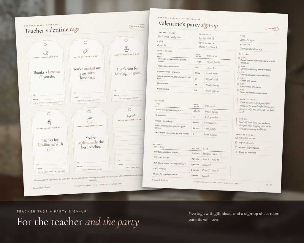 Inside the Classroom Valentine Cards for Kids printable: sample pages, view 5 of 8