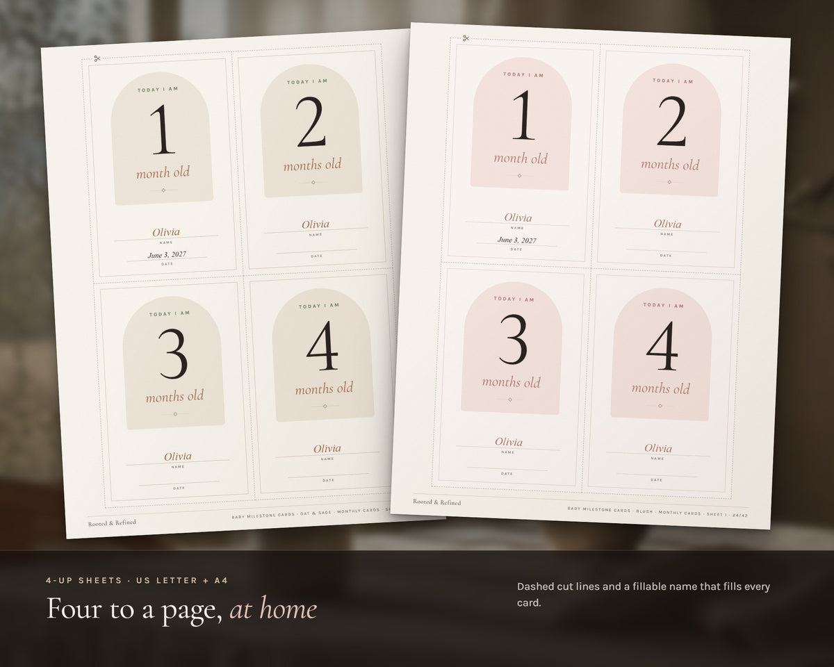 Inside the Baby Milestone Cards printable: sample pages, view 5 of 7
