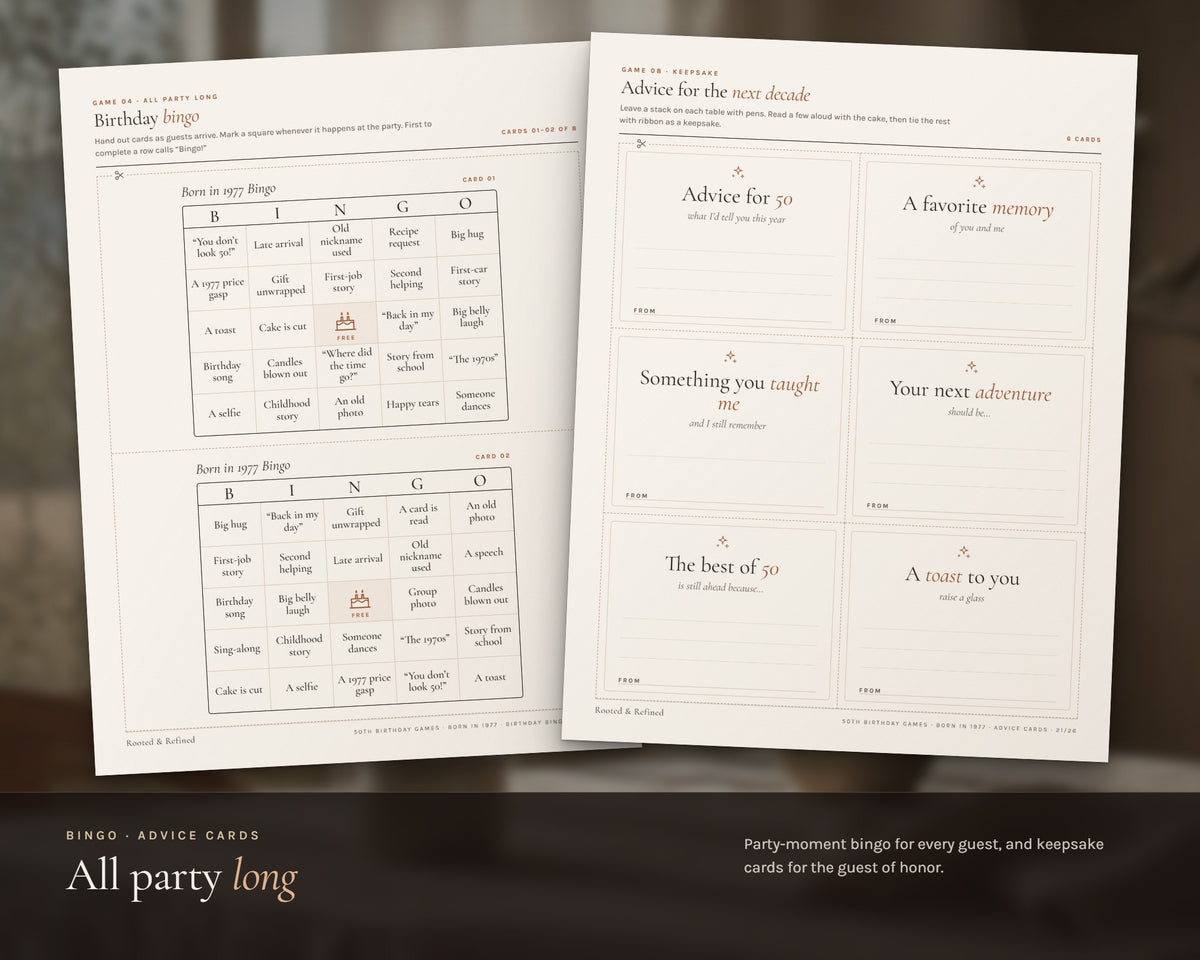 Inside the 50th Birthday Party Games printable: sample pages, view 5 of 8