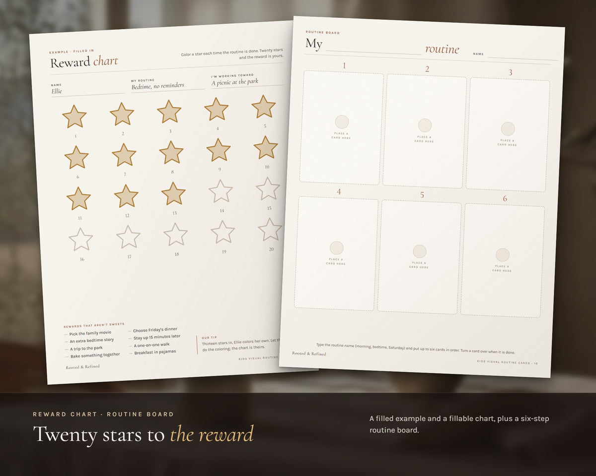 Inside the Kids Visual Routine Cards printable: sample pages, view 5 of 8