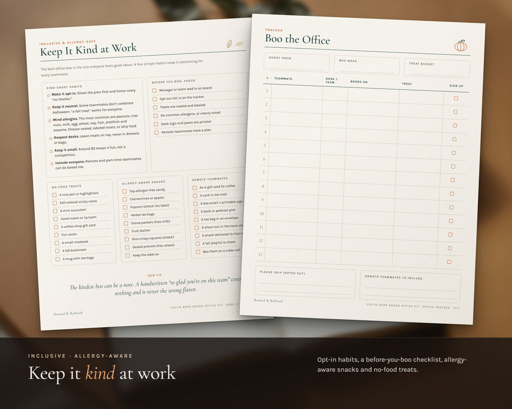 Inside the You've Been Booed Office Kit printable: sample pages, view 5 of 8