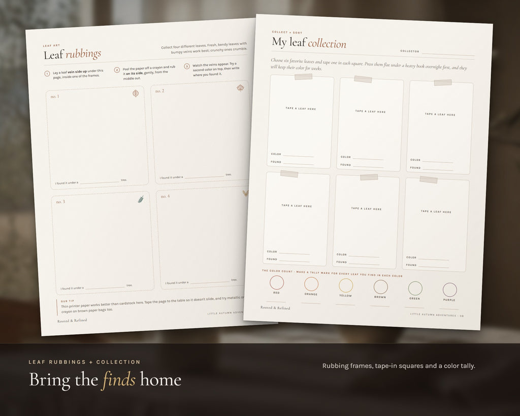 Inside the Fall Nature Scavenger Hunt for Kids printable: sample pages, view 5 of 7