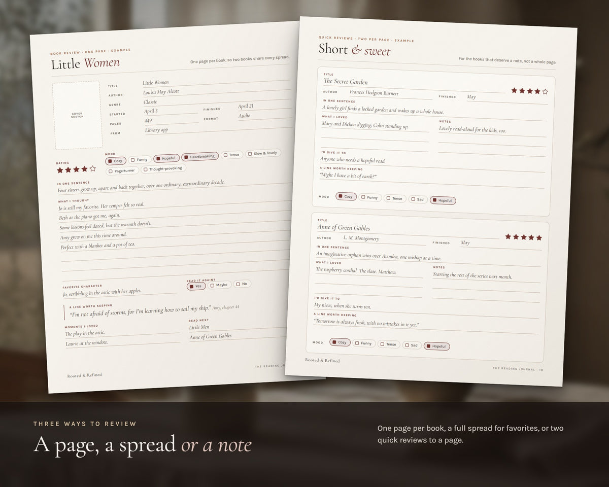Inside the Reading Journal printable: sample pages, view 5 of 8