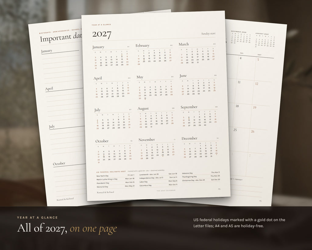 Inside the 2027 Calendar printable: sample pages, view 5 of 7