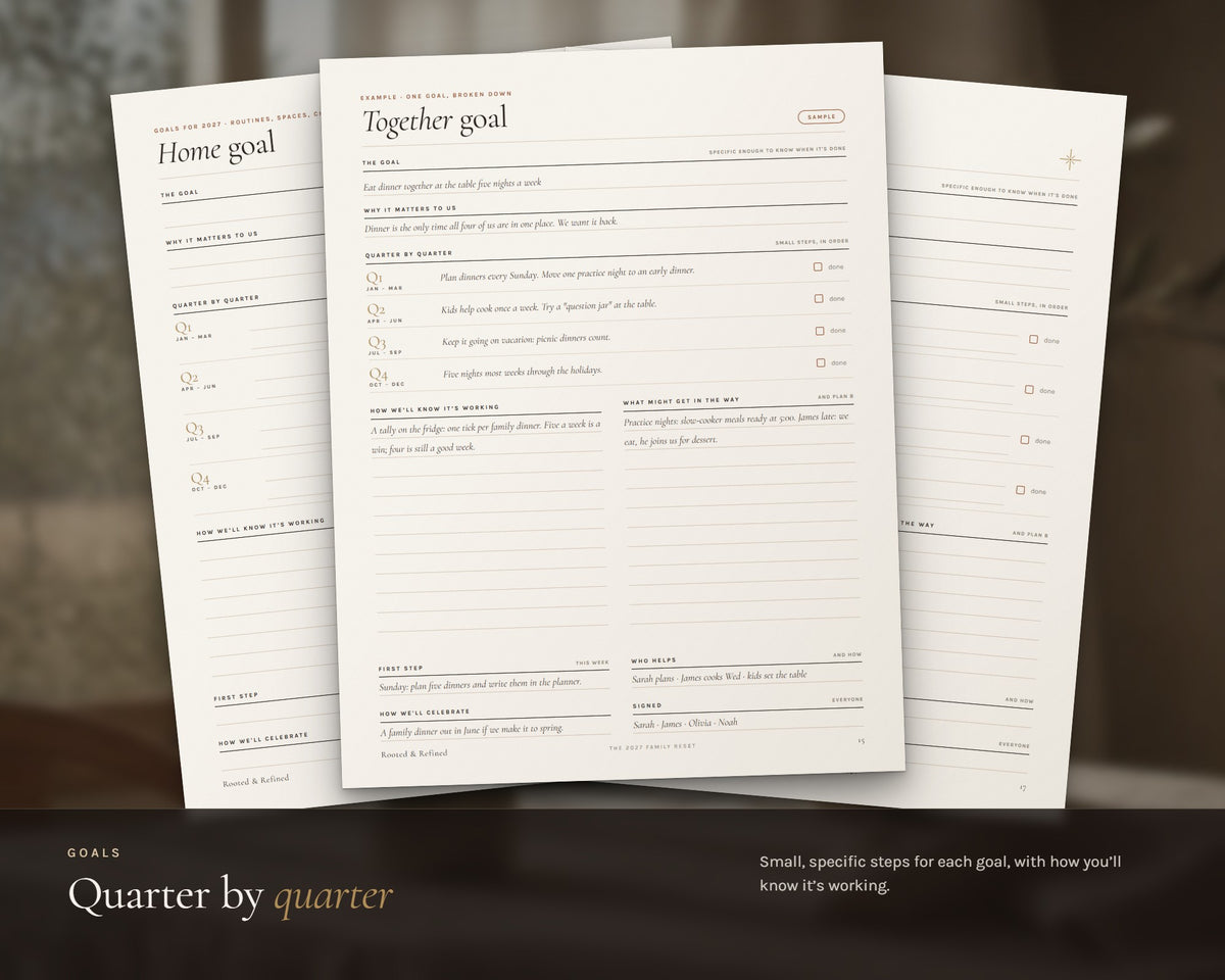 Inside the 2027 Family Goals Workbook printable: sample pages, view 5 of 7