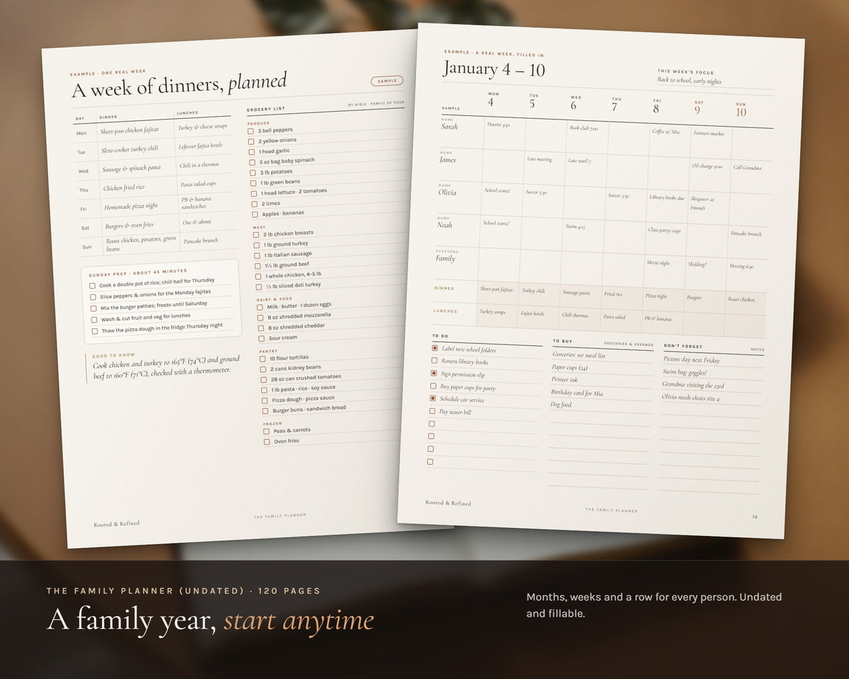 Inside the Q4 Family Organizer Bundle printable: sample pages, view 5 of 8