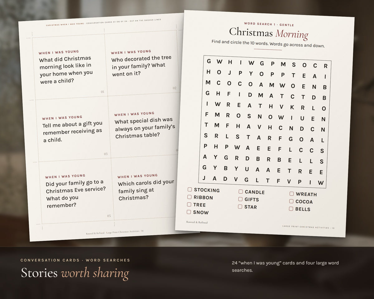 Inside the Large Print Christmas Activities for Seniors printable: sample pages, view 5 of 8