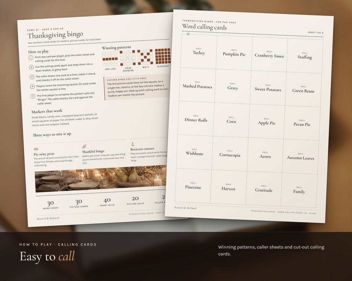 Inside the Thanksgiving Bingo printable: sample pages, view 5 of 7