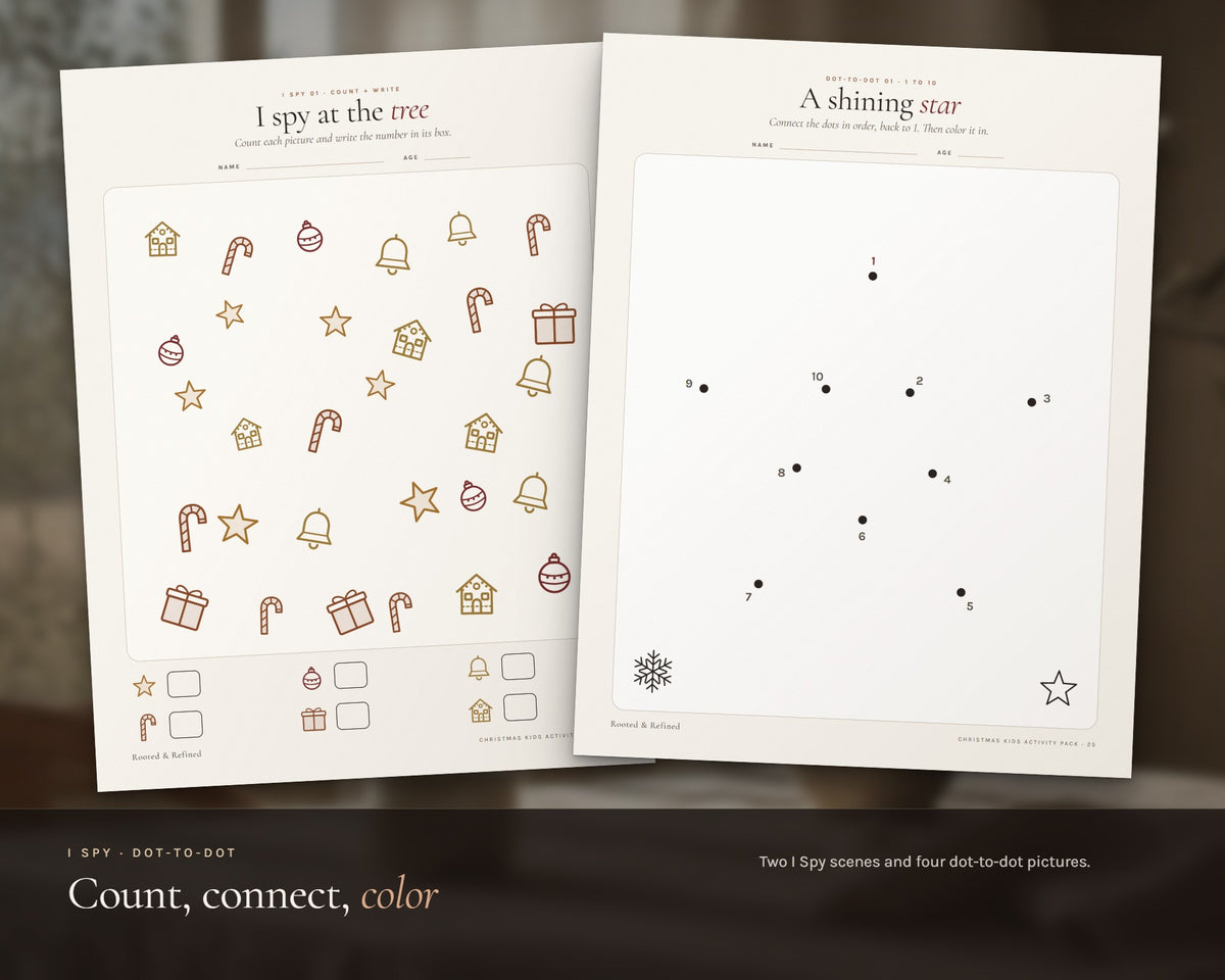 Inside the Christmas Activity Pack for Kids printable: sample pages, view 5 of 8