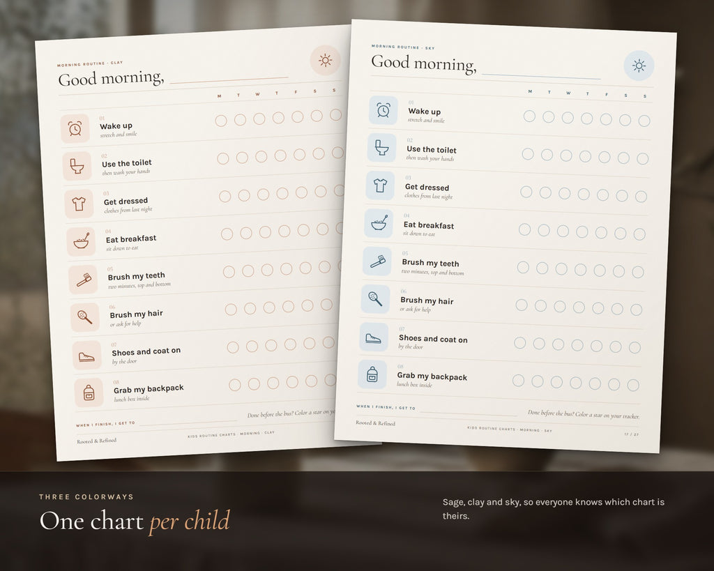 Inside the Kids Routine Chart printable: sample pages, view 6 of 8