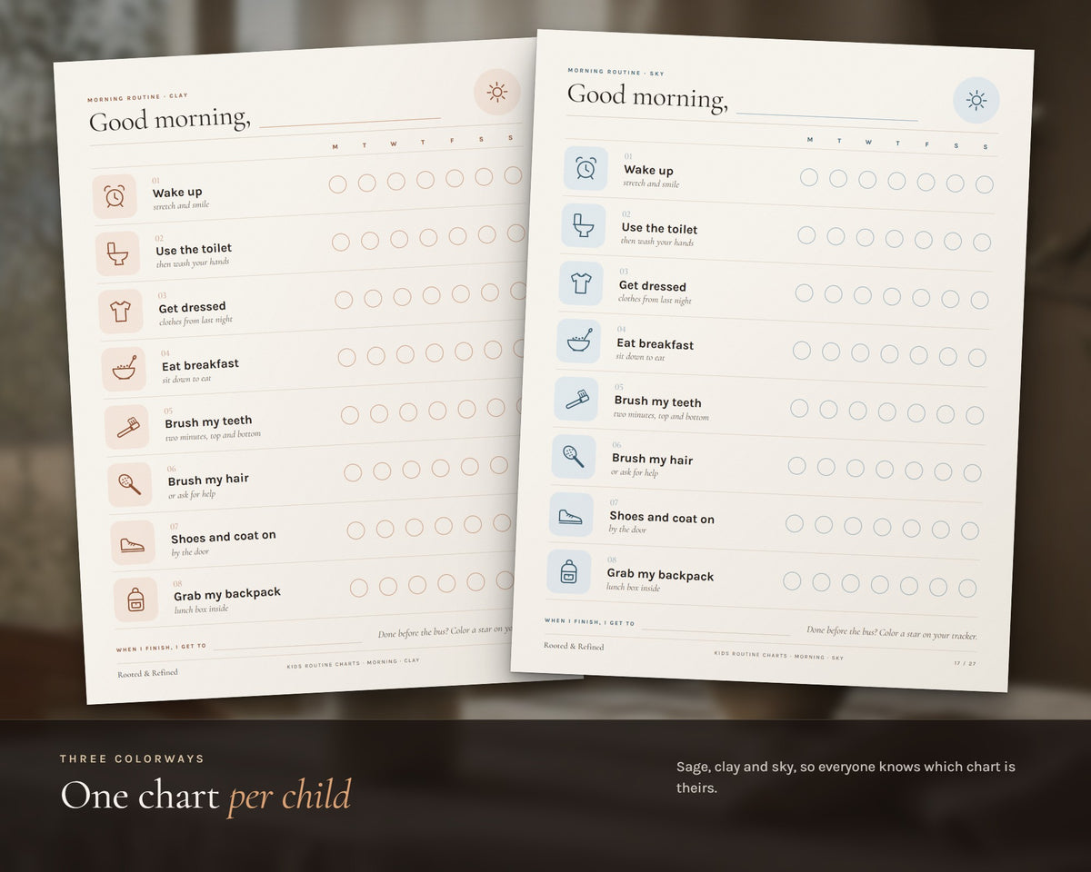 Inside the Kids Routine Chart printable: sample pages, view 6 of 8