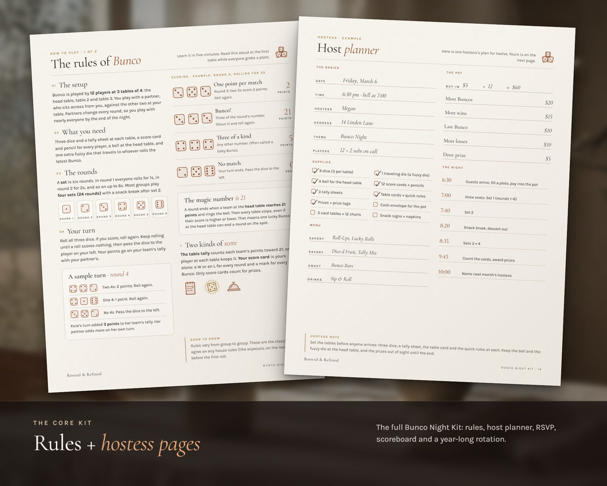 Inside the Bunco Year Bundle: 12 Themes printable: sample pages, view 6 of 8
