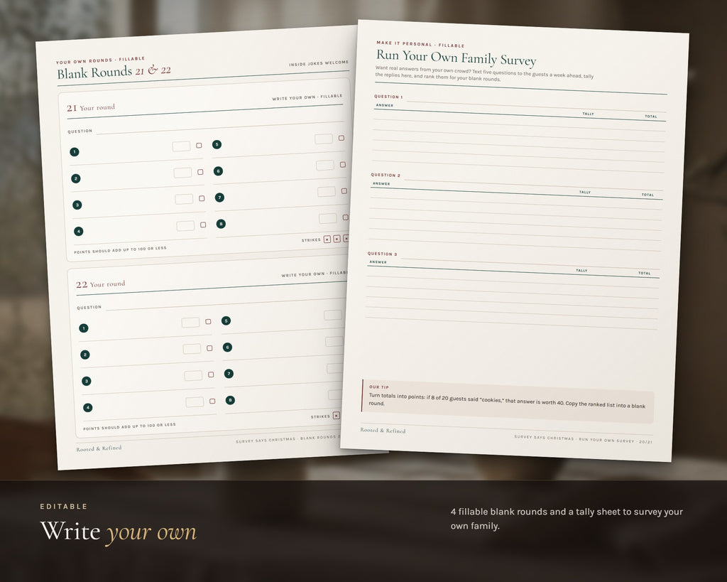 Inside the Survey Says Christmas Game printable: sample pages, view 6 of 8