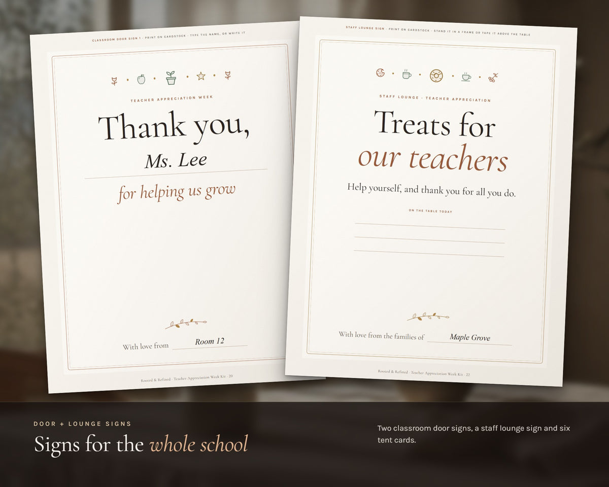 Inside the Teacher Appreciation Week Kit printable: sample pages, view 6 of 8