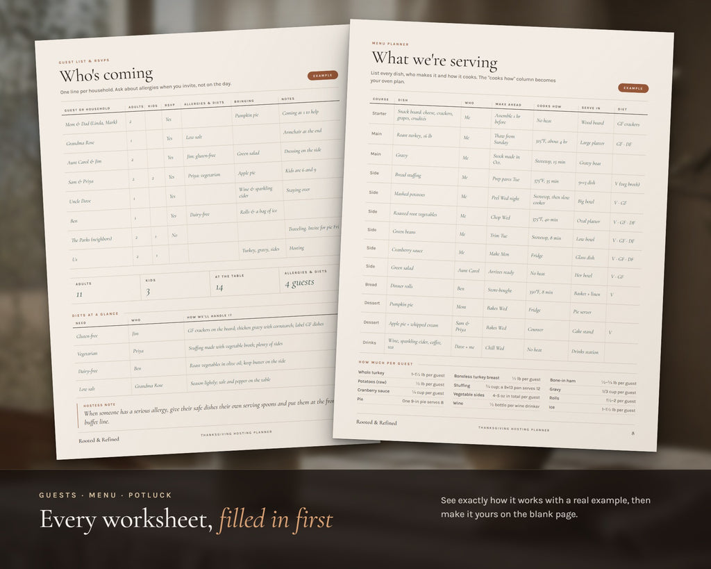 Inside the Thanksgiving Planner printable: sample pages, view 6 of 8