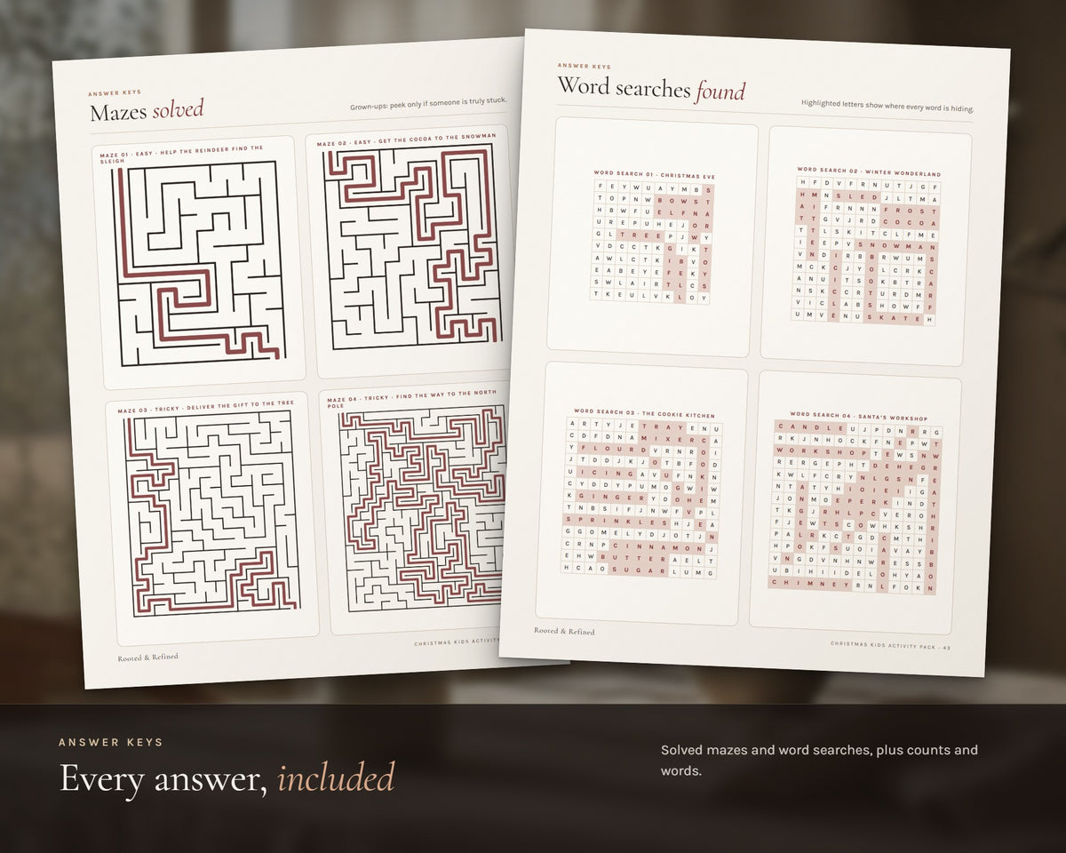 Inside the Christmas Activity Pack for Kids printable: sample pages, view 6 of 8