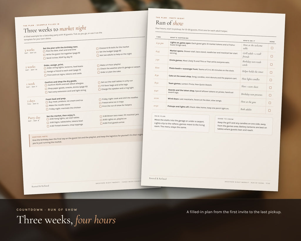 Inside the Teen Birthday Party Kit printable: sample pages, view 6 of 8