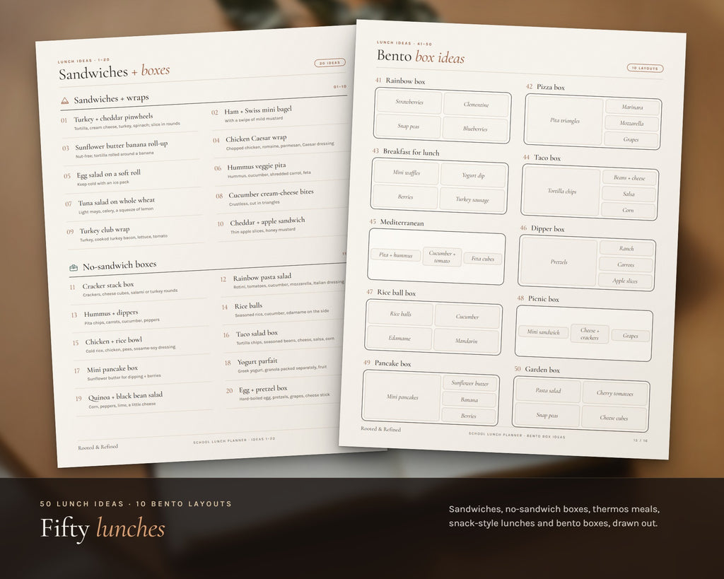Inside the School Lunch Planner printable: sample pages, view 6 of 8