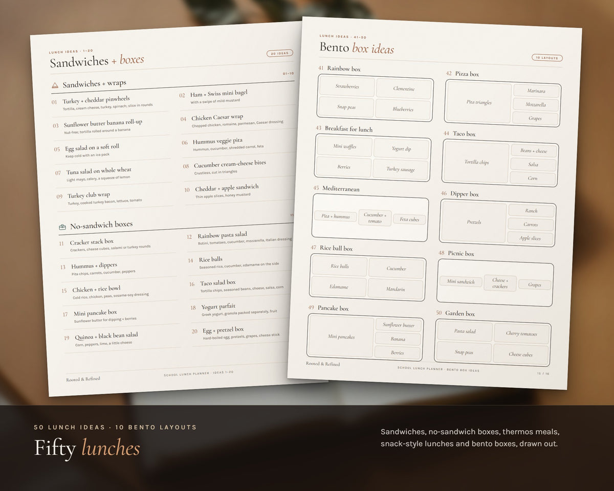 Inside the School Lunch Planner printable: sample pages, view 6 of 8