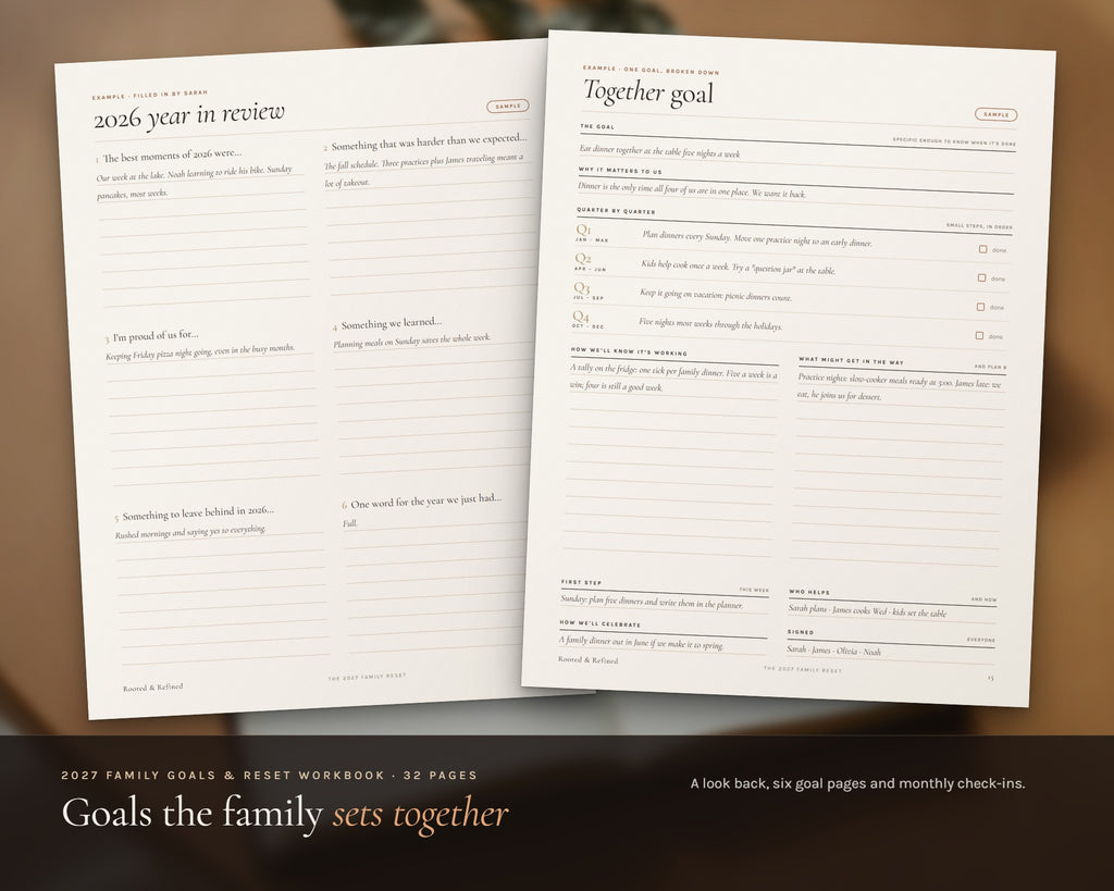 Inside the January Family Reset Bundle printable: sample pages, view 6 of 8