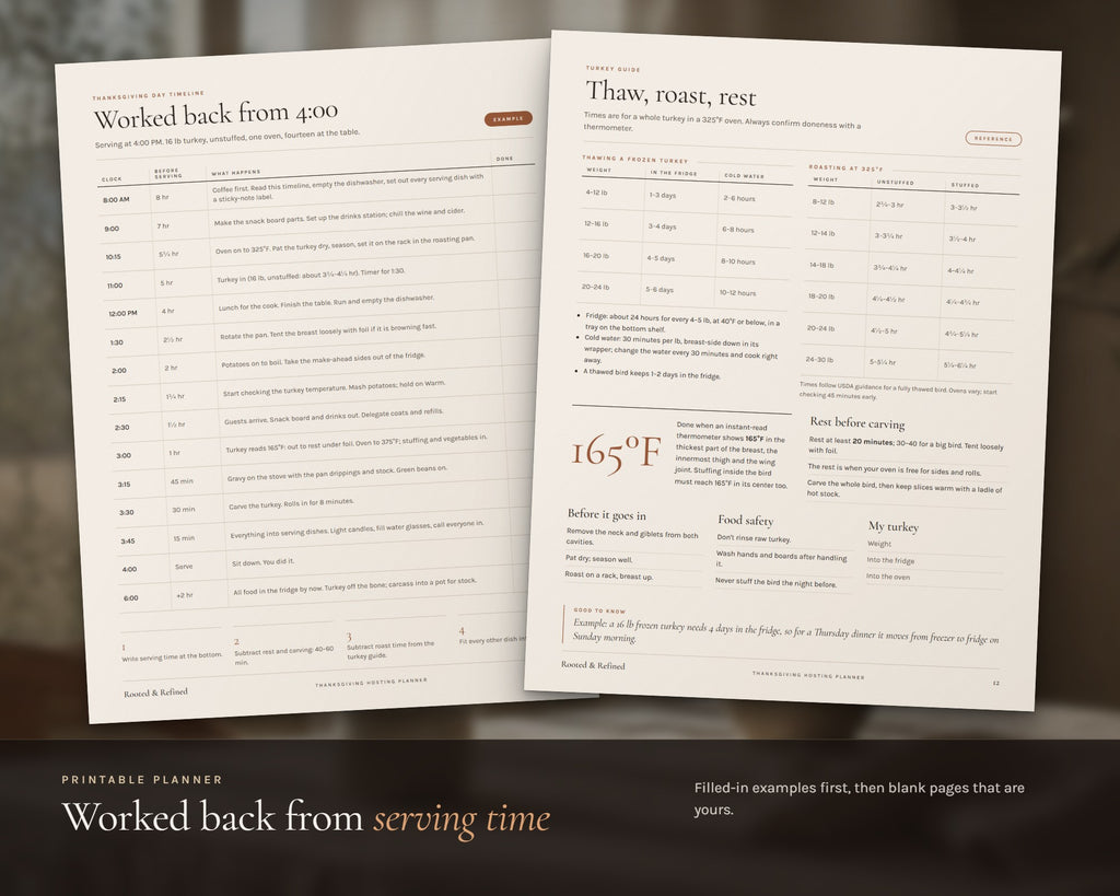 Inside the Thanksgiving Planner and Dinner Spreadsheet printable: sample pages, view 6 of 8