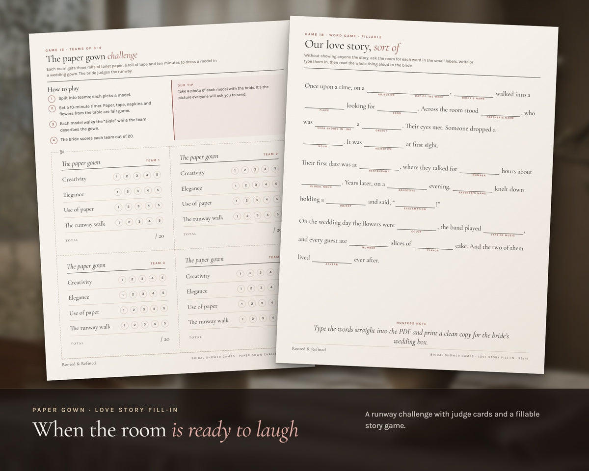 Inside the Bridal Shower Games Bundle printable: sample pages, view 7 of 8