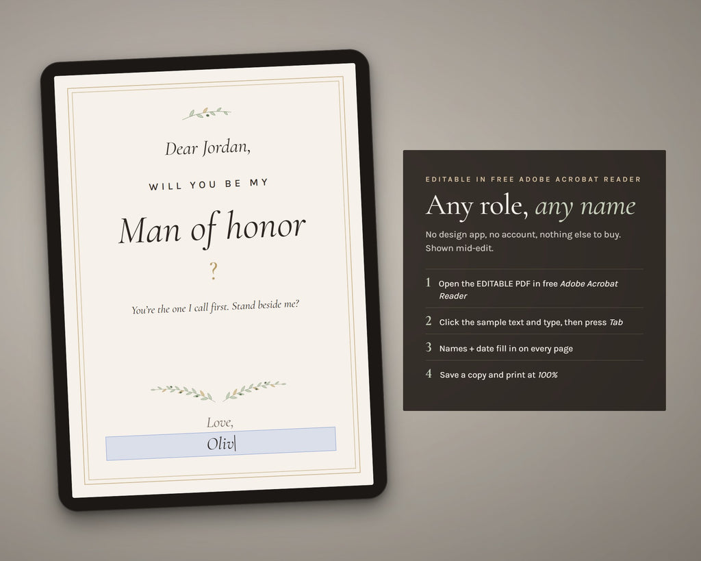 Inside the Bridal Party Proposal Cards printable: sample pages, view 7 of 7
