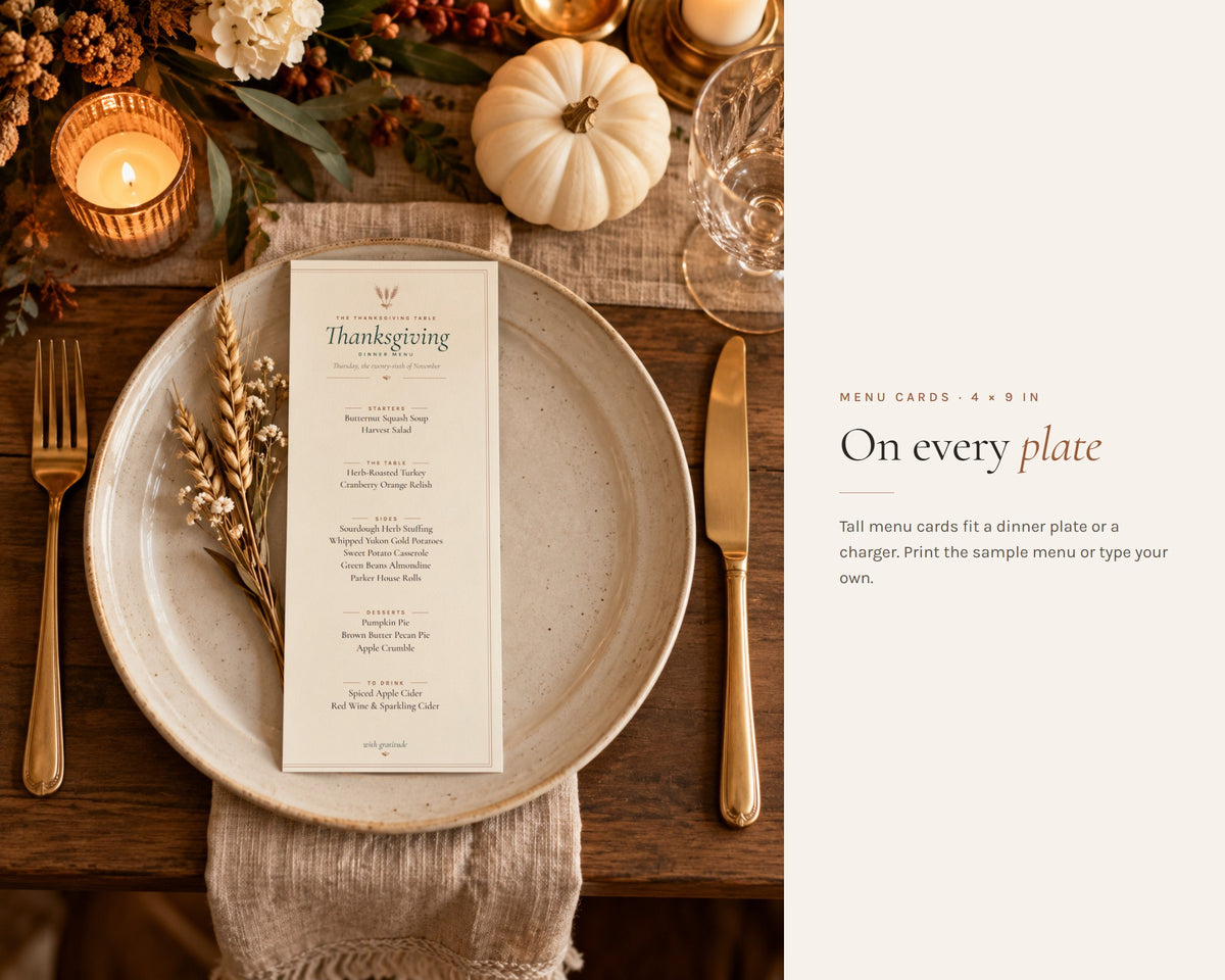 Inside the Thanksgiving Menu and Place Cards printable: sample pages, view 7 of 8
