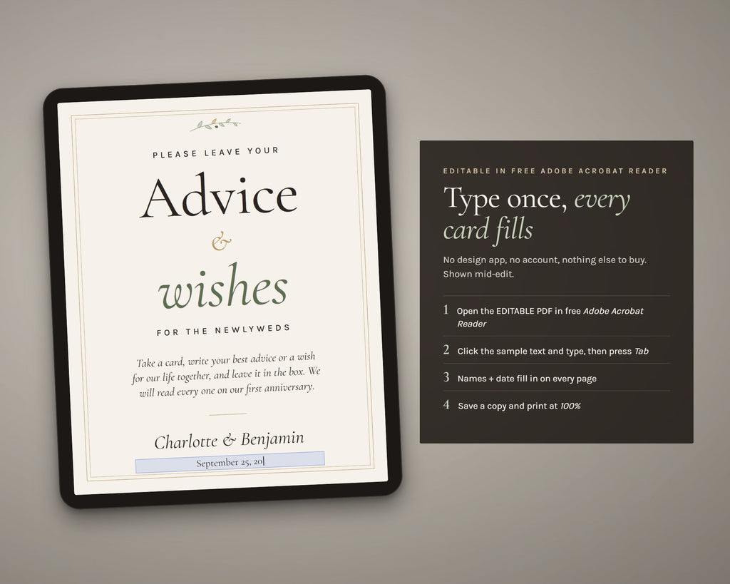 Inside the Wedding Advice Cards printable: sample pages, view 7 of 7