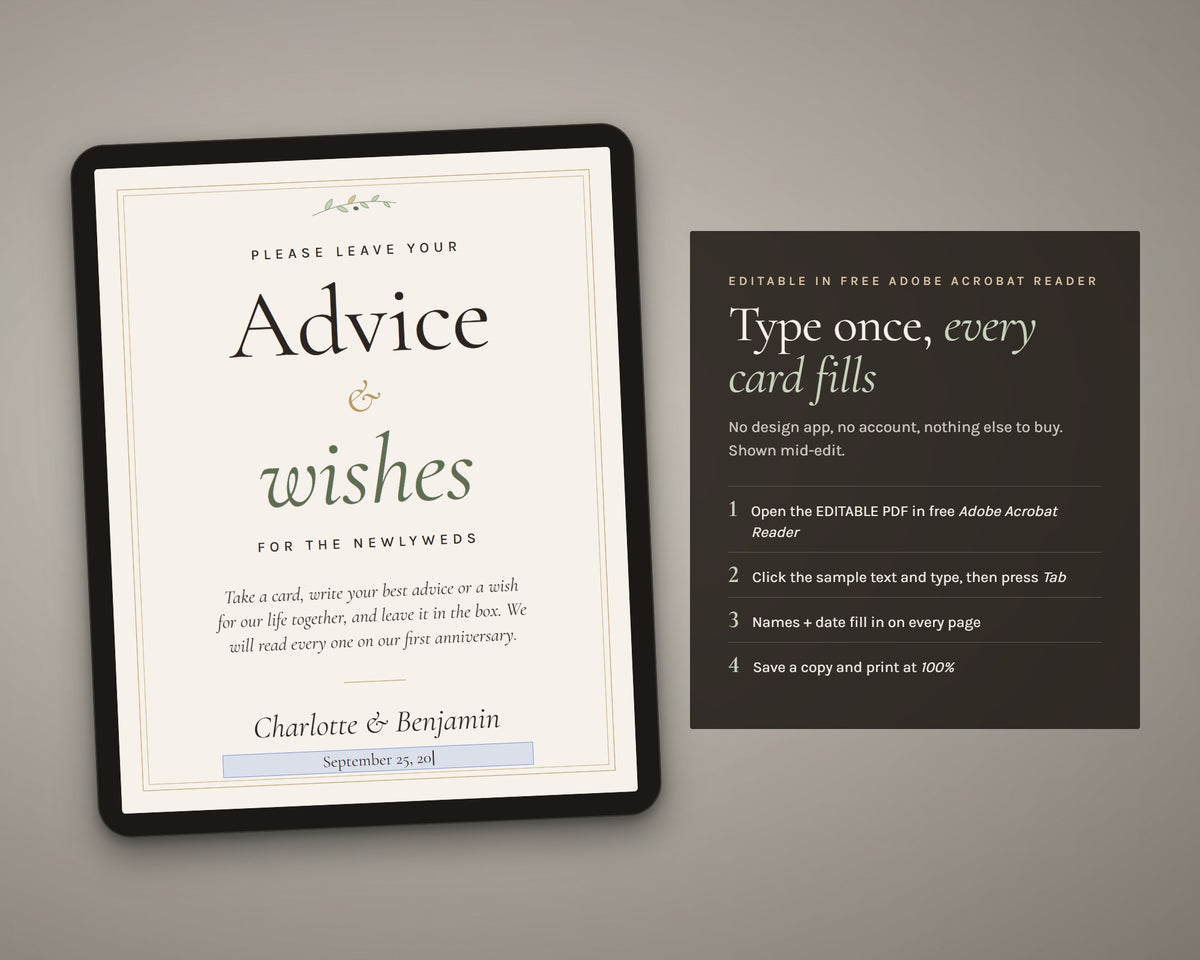 Inside the Wedding Advice Cards printable: sample pages, view 7 of 7