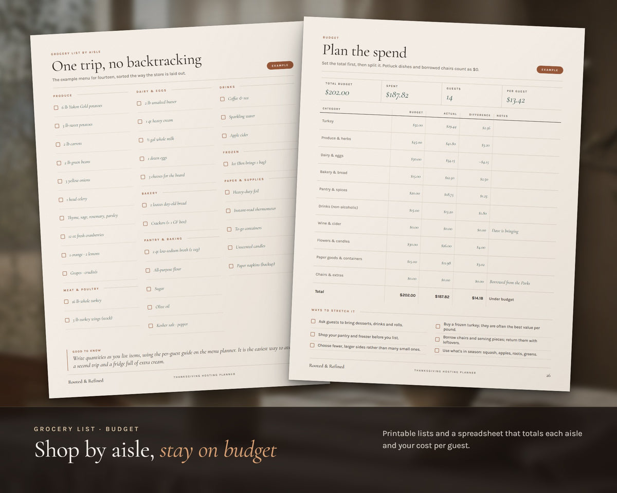 Inside the Thanksgiving Planner and Dinner Spreadsheet printable: sample pages, view 7 of 8