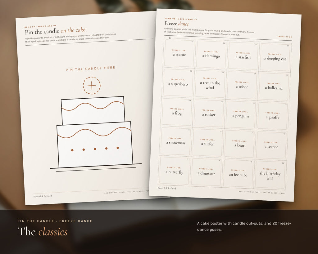Inside the Kids Birthday Party Games and Planner printable: sample pages, view 7 of 8