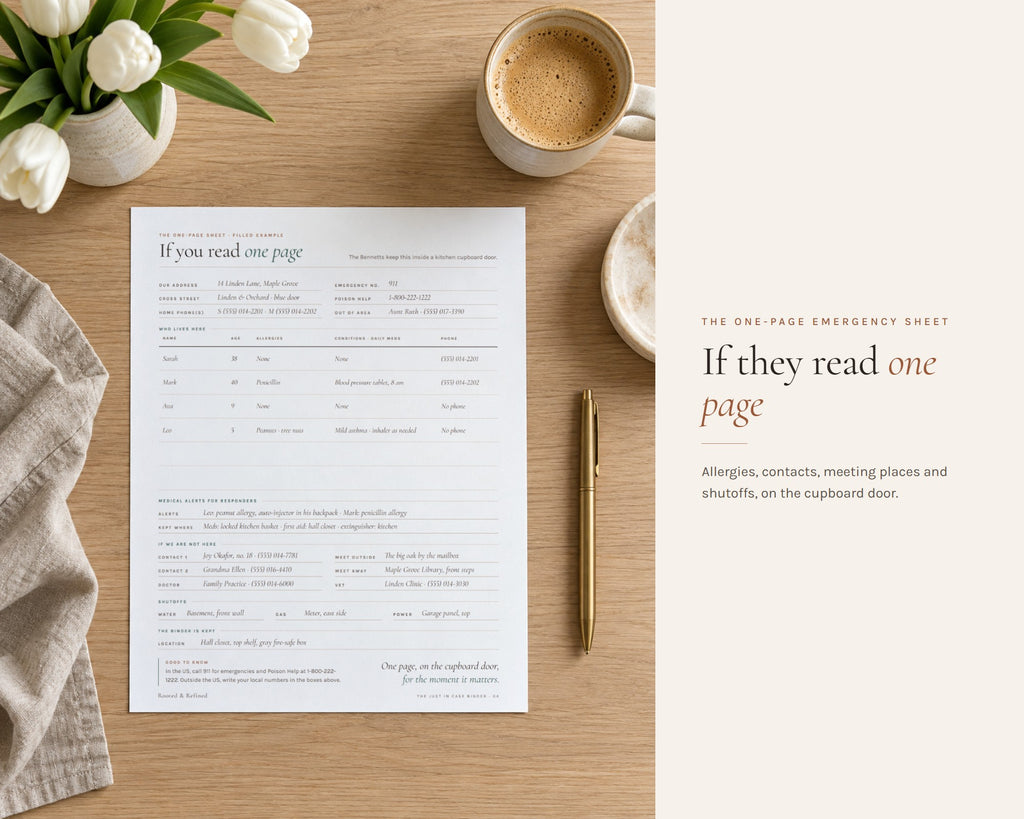 Inside the Emergency Binder printable: sample pages, view 7 of 8