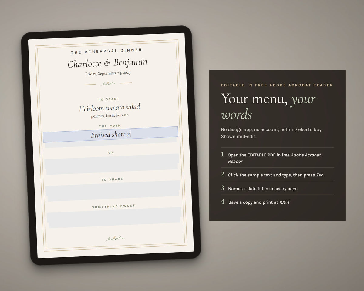 Inside the Rehearsal Dinner Kit printable: sample pages, view 7 of 7