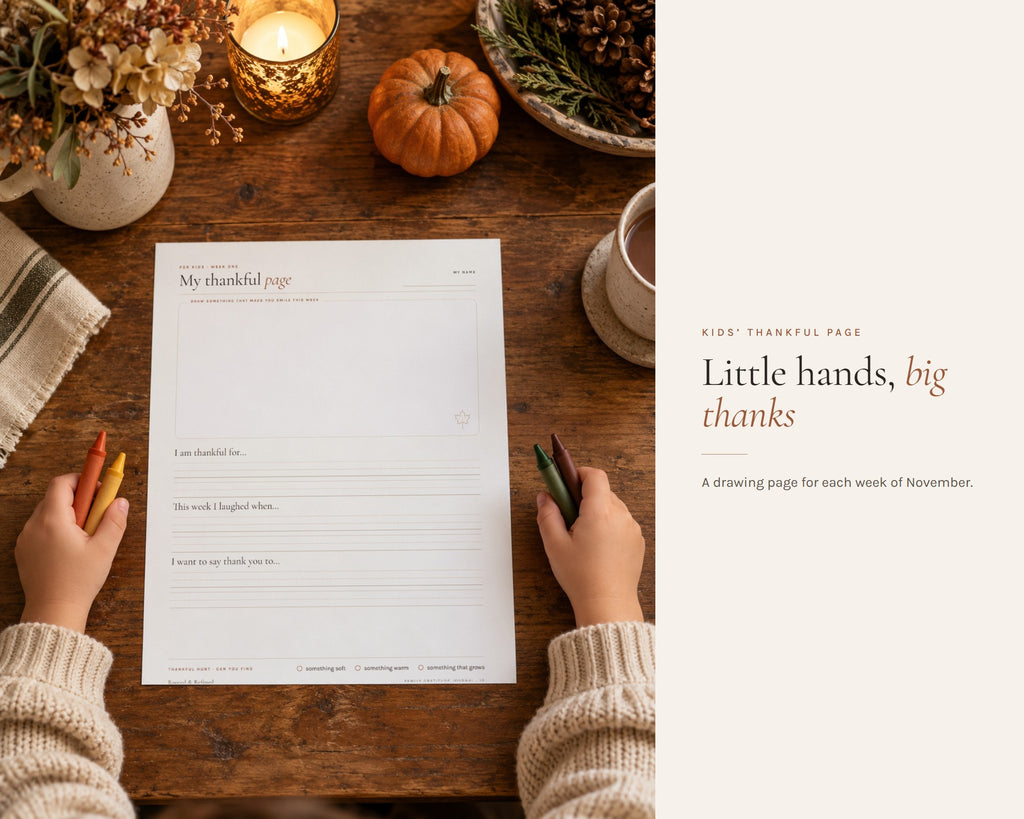 Inside the Thanksgiving Gratitude Journal for Kids and Family printable: sample pages, view 7 of 8