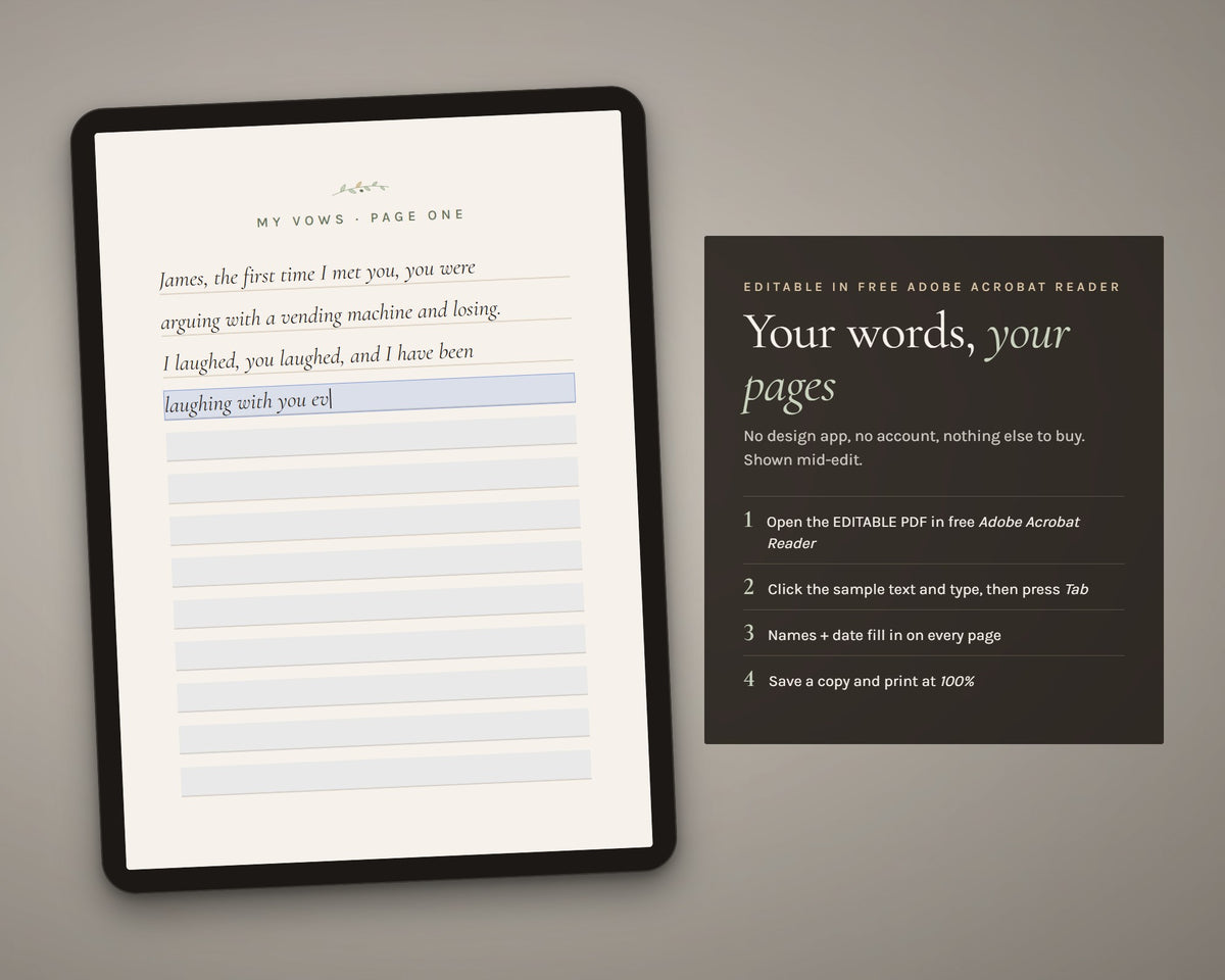 Inside the Wedding Vow Books printable: sample pages, view 7 of 7