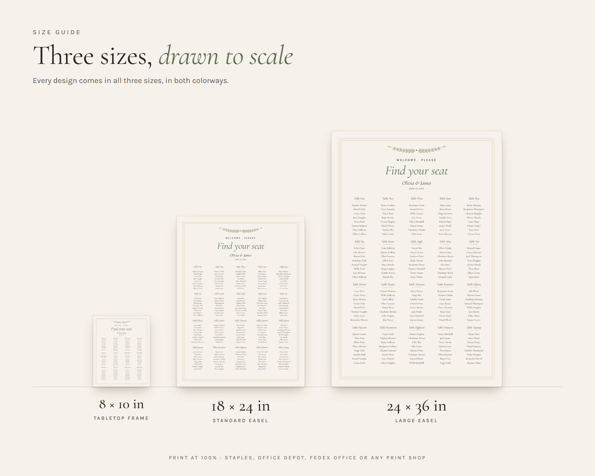 Inside the Wedding Seating Chart printable: sample pages, view 7 of 7