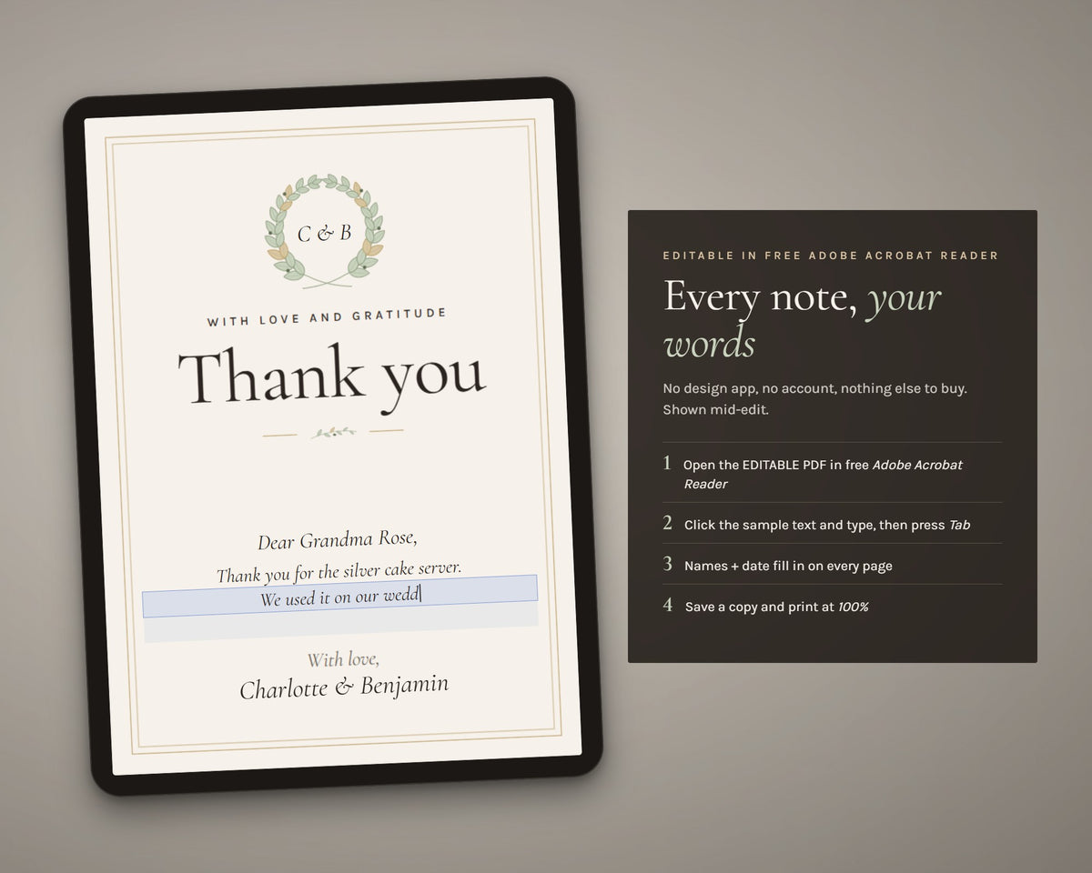 Inside the Wedding Thank You Cards printable: sample pages, view 7 of 7